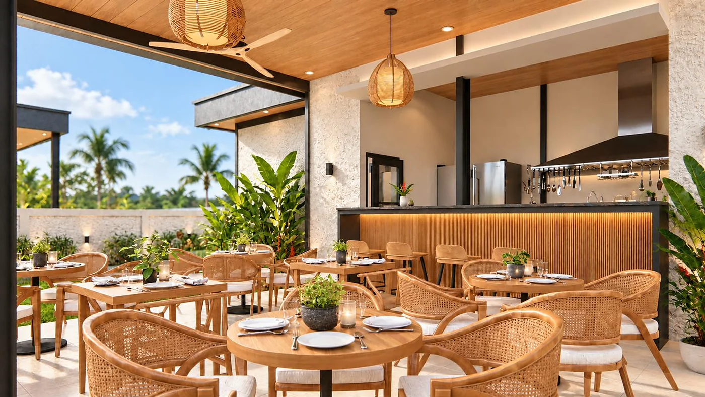 Interiér restaurace za denního světla