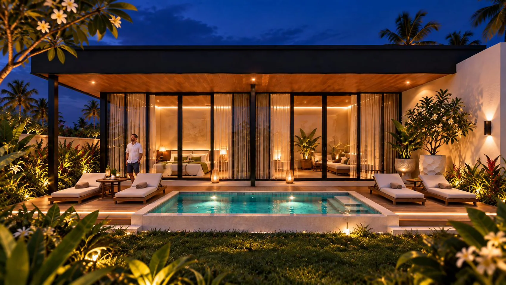 Dvouložnicová vila Pure Sands Boutique Resort s bazénem a osvětlenou terasou